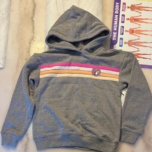 Kids Gray Hoodie with Pink and Orange Stripes